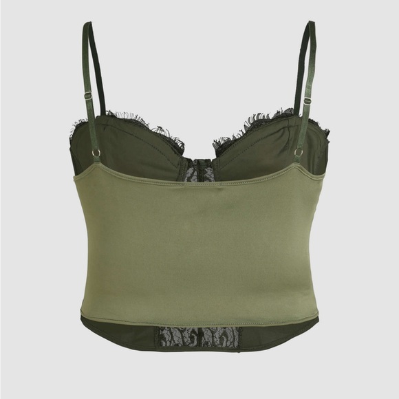 NWT Cider olive green lace mesh corset style bustier top - Picture 2 of 9